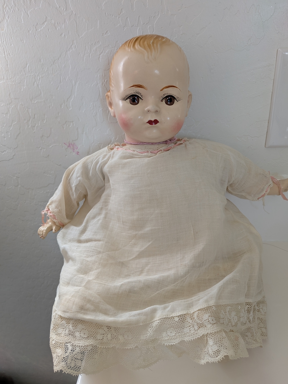 Vintage Effanbee Composition Baby Doll EB Mark Cloth Body 1930s 1940s- 16" Long